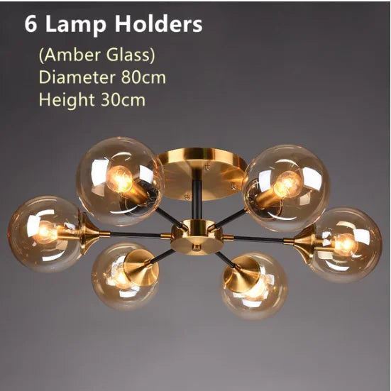 Glass Ball Chandeliers: Scandinavian LED Ceiling Lamps for Living Room & Bedroom