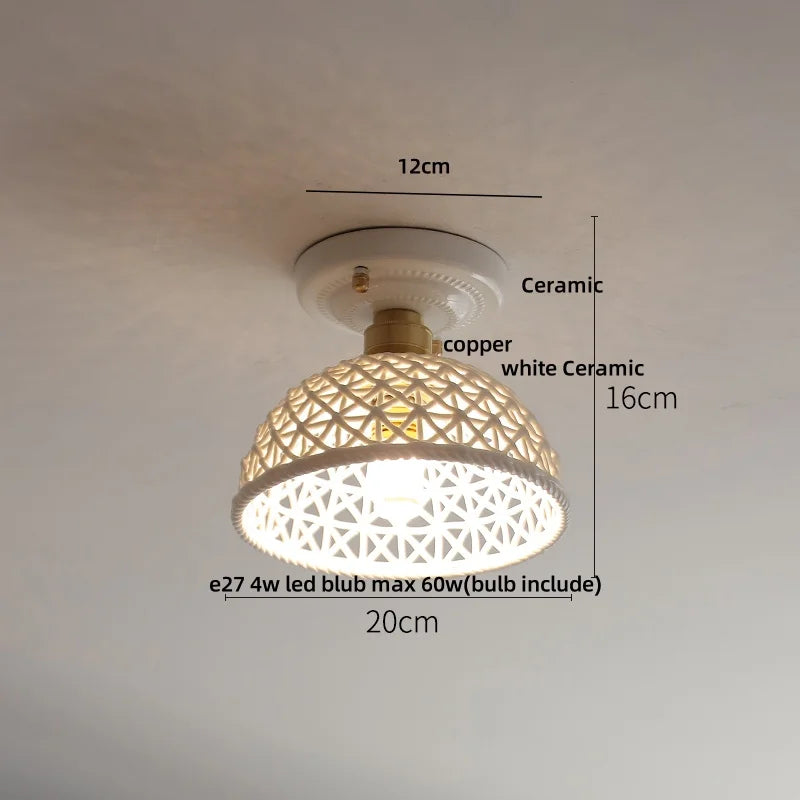 Nordic Modern White Flower Ceramic LED Ceiling Light by Afralia™