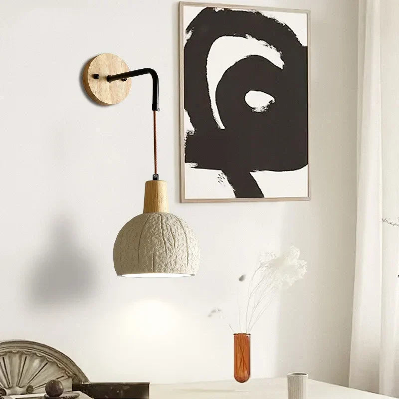 Cement Shade Wood LED Wall Sconce Light Fixture for Home Decor