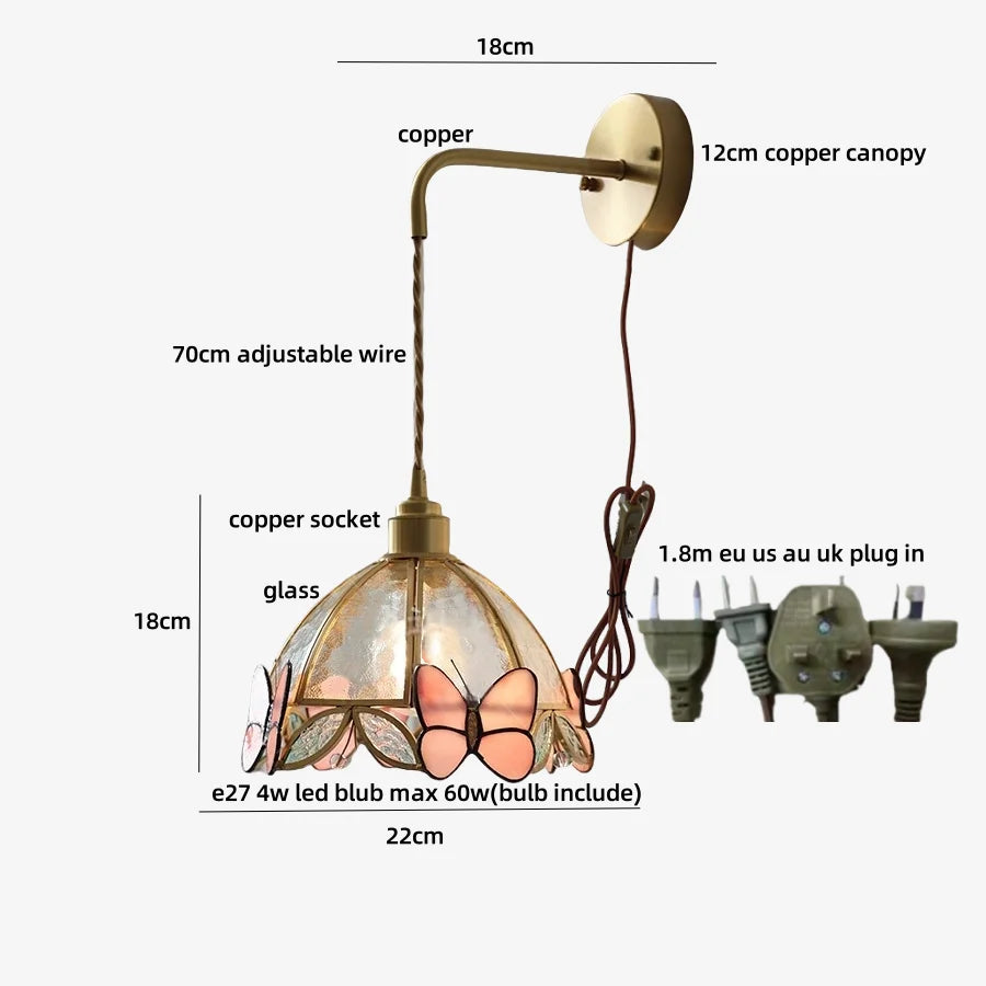 Butterfly Glass LED Wall Lights - Modern Nordic Style Bedside Lamp
