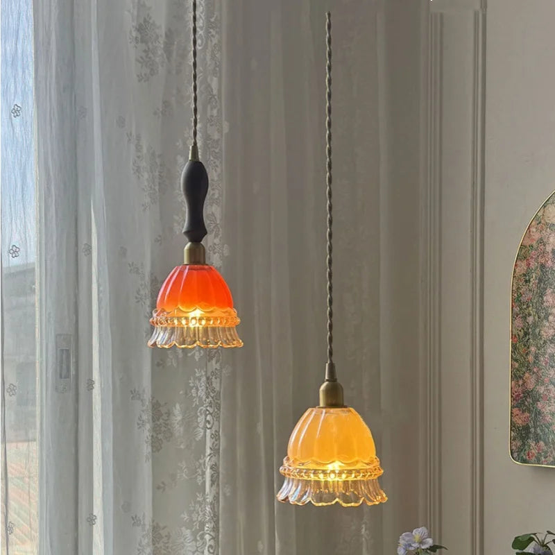 Pink LED Wood Pendant Lamp 200cm Adjustable Wire Nordic Modern Hanglampen