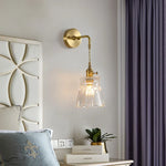 Brass Glass LED Wall Sconce Light for Living Room, Bedroom, Bathroom