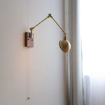 Walnut Copper Swing Arm LED Wall Light Fixture for Nodic Home Decor