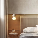 Afralia™ Glass Ball LED Pendant Lamps Vintage Yellow Travertine Hanging Light