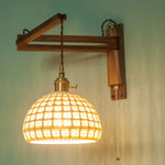 Walnut Wood LED Wall Lamp Copper Ceramic Minimalistic Loft Light