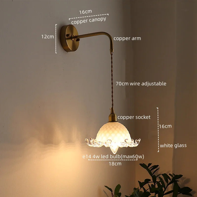 LED Copper Wall Light: Modern Nordic Interior Lamp for Bedroom, Bathroom, and Balcony
