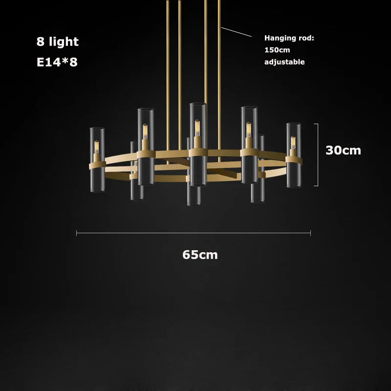 2-Layer Chandelier Lighting - Vintage Gold Silver Black Hanging Lamps