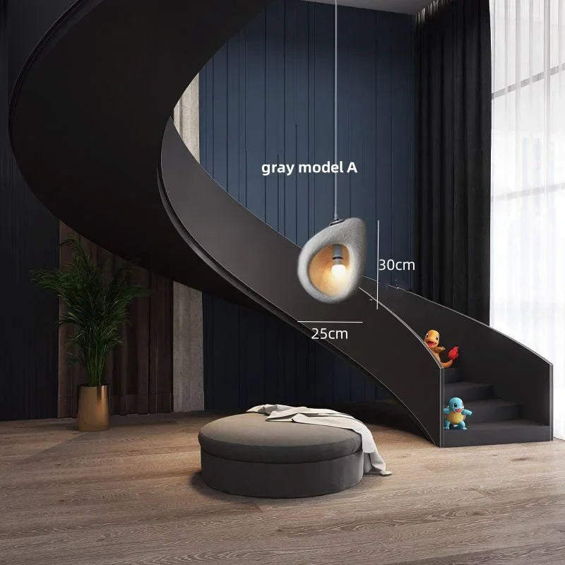 Wabi-sabi Resin Pendant Chandelier | Nordic Villa Stair Decor Droplight