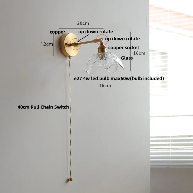 Clear Glass LED Wall Sconce Rotate Up Down, Perfect for Dining Room, Bathroom