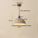 Wood Cement Pendant Light Fixture Adjustable LED Modern Nordic Hang Lamp