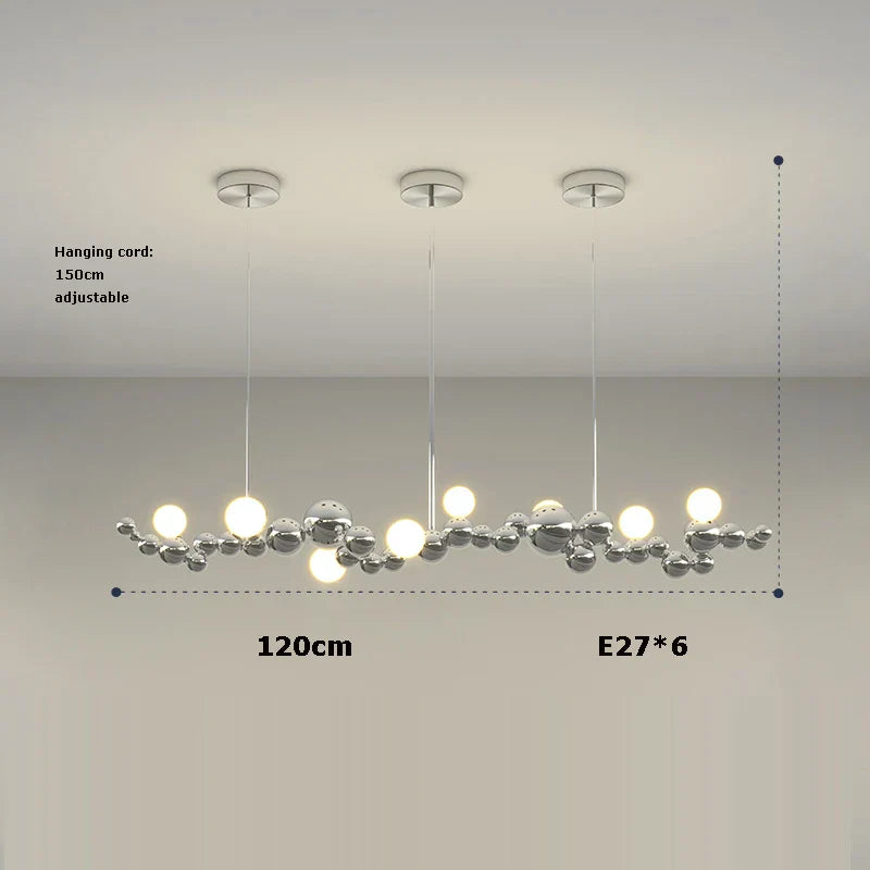 Dimmable LED Hanging Pendant Light for Living Room - Gold Silver Luminaire