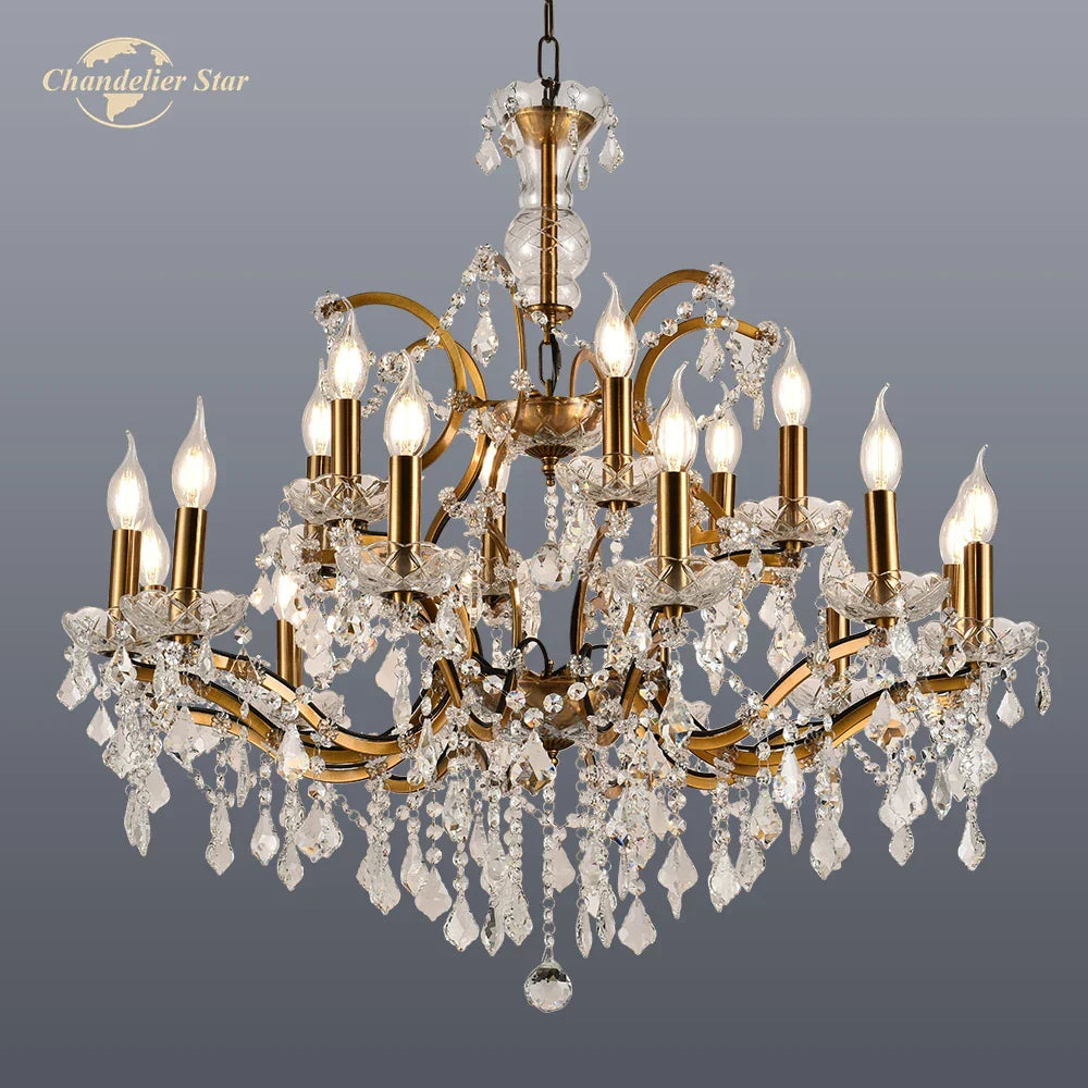 Rococo Crystal & Brass Chandelier: Elegant 19th C. Style for Bedroom & Living Room