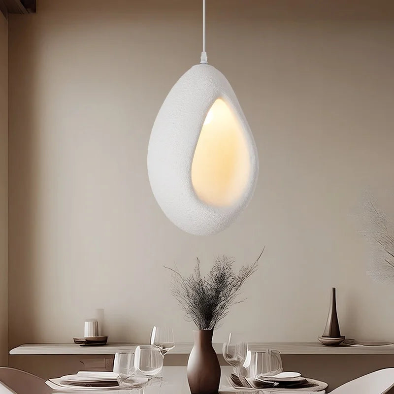 White Wabi Sabi E27 LED Pendant Chandelier for Home Decor & Bar, Nordic Design