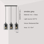 Smoke Grey Glass Chandelier for Living room Bedroom Kitchen Coffee Shop Light