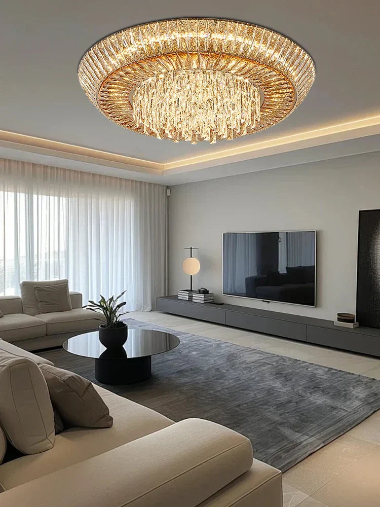 Amber Crystal LED Ceiling Light for Luxurious Home Decor