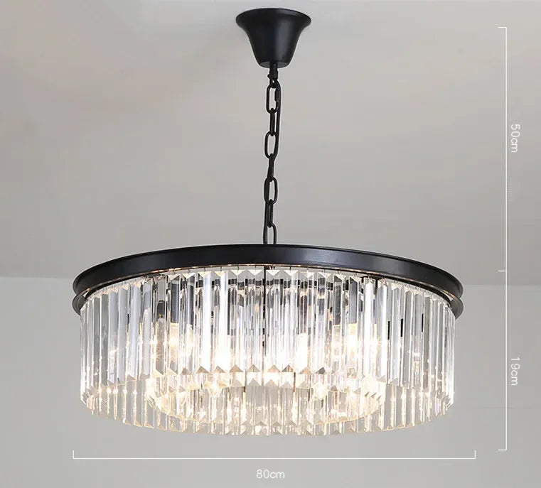 Metal Crystal Pendant Light Chandelier for Living Room, LED Hanging Lamp