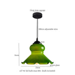 Afralia™ Green Lotus LED Pendant Light Glass Hanging Lamp