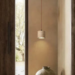 Afralia™ Wabi Sabi LED Pendant Lamp Yellow Travertine Interior Lighting for Living Room