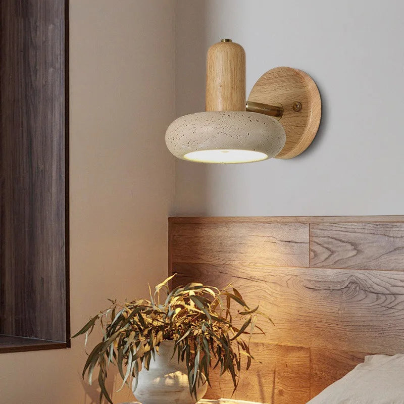 Travertine Yellow LED Wall Light Rotate Switch Bathroom Mirror Light