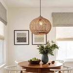 Hand-woven Natural Rattan Chandelier Pendant Light for Living Room Décor