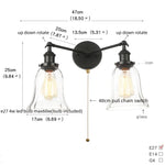 Black LED Wall Sconce 2-Head Lamp for Bedroom Bathroom Mirror