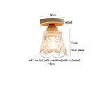 Crystal Wood LED Ceiling Lamp Clear Glass Modern Indoor Lighting