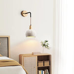 Japanese Style LED Wall Light Cement Bedside Lamp with Pull Chain Switch