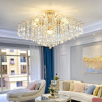 Afralia™ K9 Crystal Gold Chandelier Ceiling Light | Bedroom Home Decor LED Ceiling Lamp