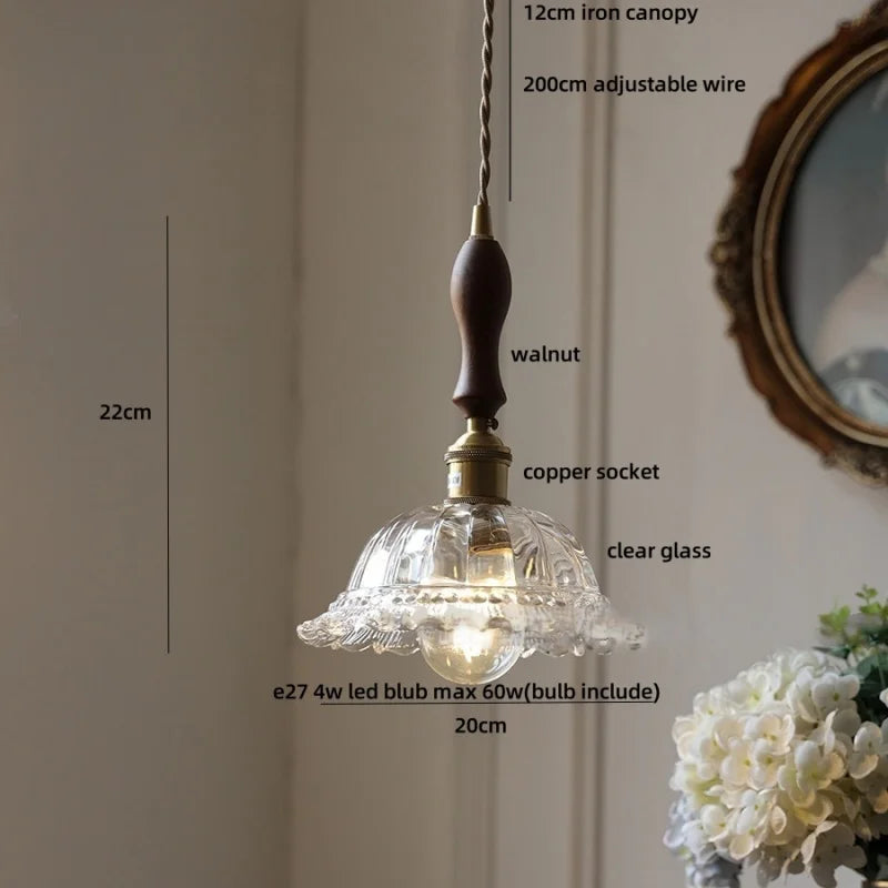 Afralia™ Pink Flower Glass LED Pendant Light Fixture, Modern Nordic Decor