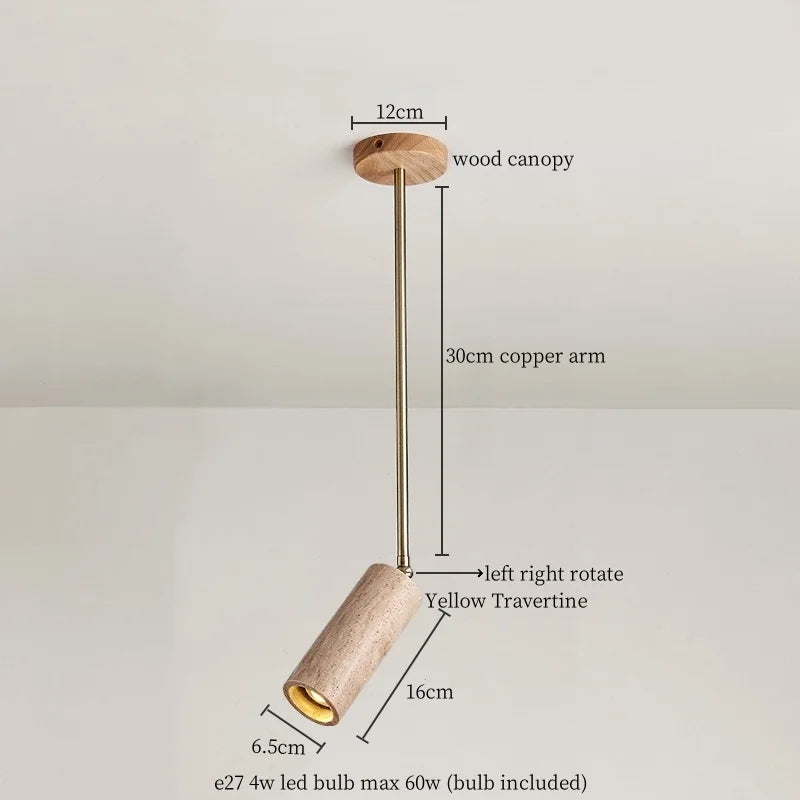 Yellow Travertine LED Pendant Lights with Long Arm Hanging Lamps