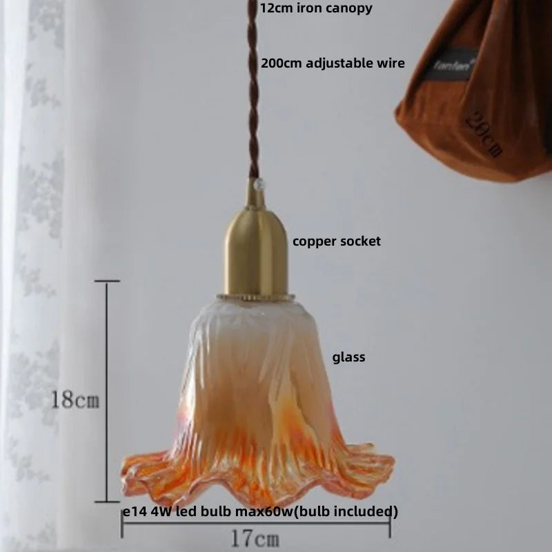 Glass Pendant Lamp Copper Socket Nordic Modern LED Hanging Light