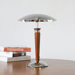 Scandinavia Chrome Desk Lamp Wood Bracket - Stylish Lighting Fixture