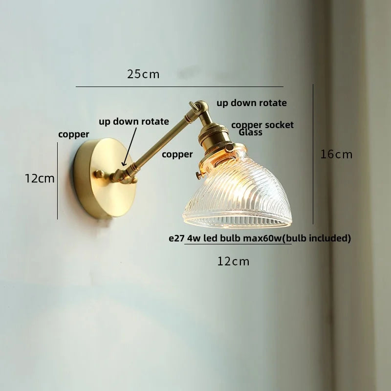 Afralia™ Brass Swing Arm LED Wall Light Fixture with Rotatable Arms & Pull Chain Switch
