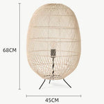 Rattan Ball Floor Lamp for Living Room, Bedroom, Study - Hand-Woven Wood Floor Light