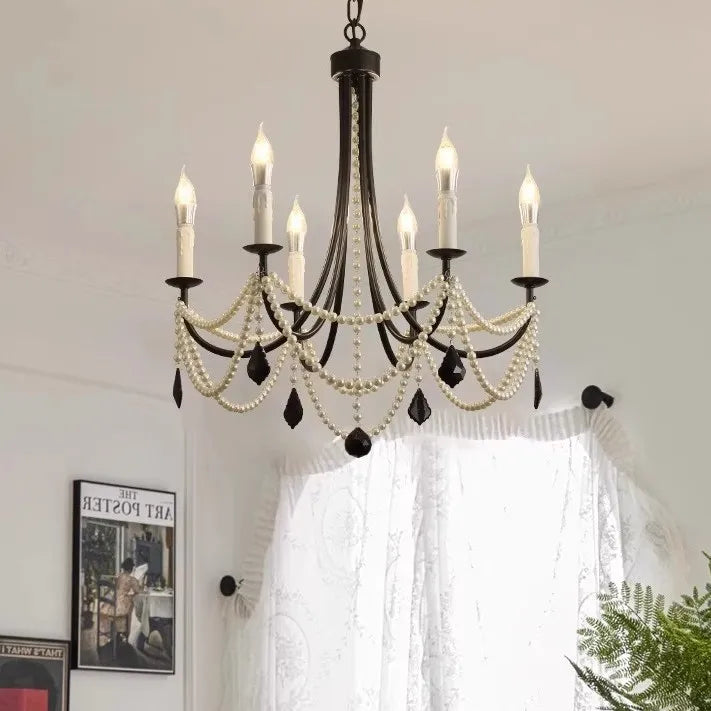 Afralia™ Black Metal Led Candle Chandelier Pendant Lights for Chic Home Decor