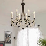 Afralia™ Black Metal Led Candle Chandelier Pendant Lights for Chic Home Decor