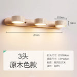 Travertine Wall Sconce Light Wood Rotatable for Bedroom Bedside