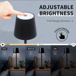 Poldina Waterproof Cordless Table Lamp - Rechargeable USB Touch Switch