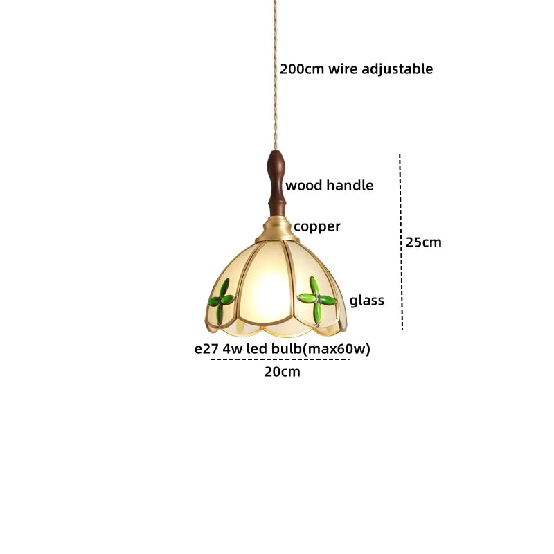 Pink Glass LED Pendant Lights Copper Modern Hanging Lamp Home Decor