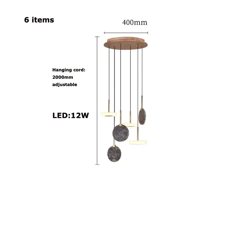 Marble Matches Wood LED Ceiling Chandelier Pendant Light for Living Room