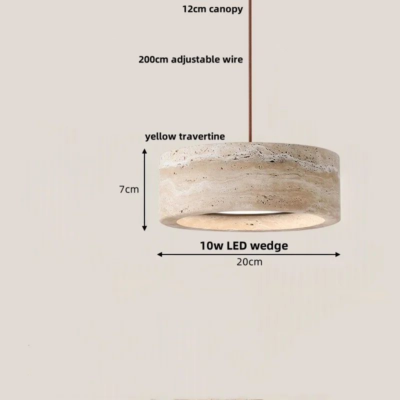 Afralia™ Wood Canopy LED Pendant Light for Kitchen Restaurant Bedroom Stone Hanging Lamp