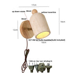 Yellow Travertine Wood Wall Light: Up Down Rotate LED Fixture with Pull Chain Switch.
