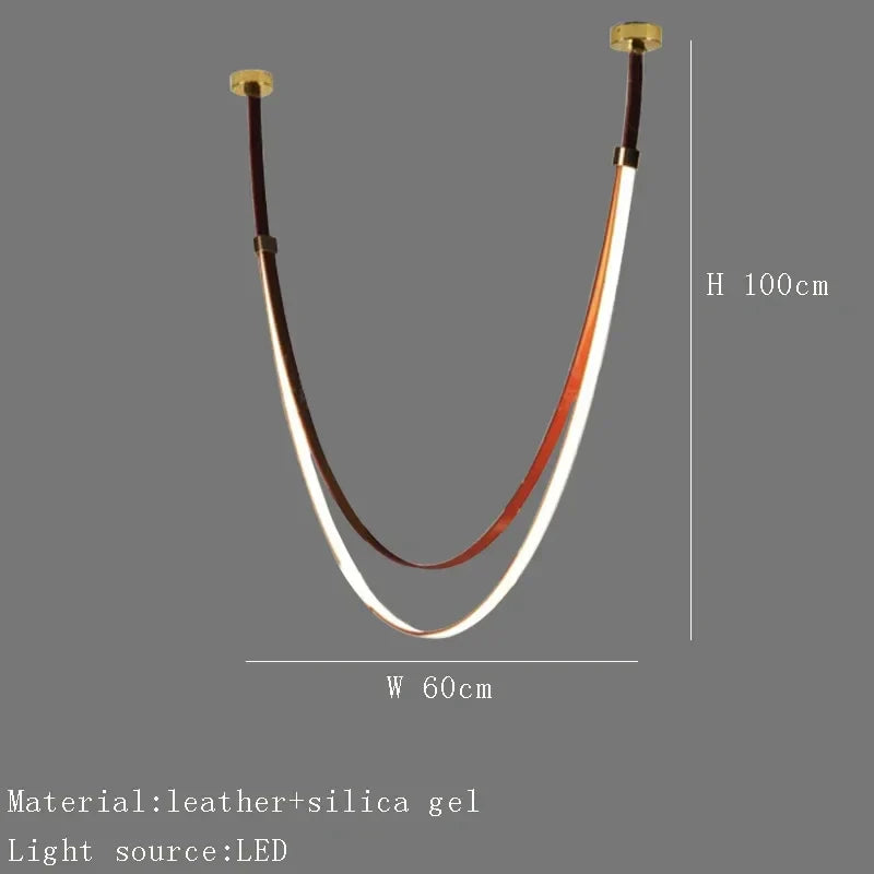 Designer Leather Chandelier Belt Pendant Light for Modern Spaces