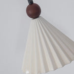 Afralia™ Minimalist LED Pendant Lamp White Ceramic Wood Hanging Light
