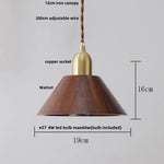 Copper Socket Walnut Wood LED Pendant Light Fixture for Dining Room