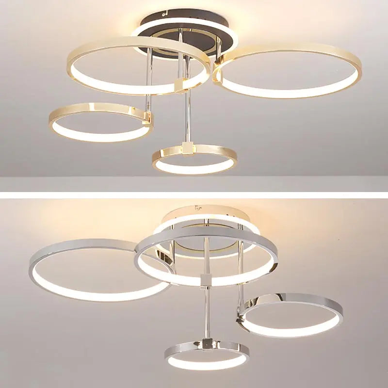 Modern Chrome Ceiling Chandelier LED Light Fixture with Remote Control for Home Decor