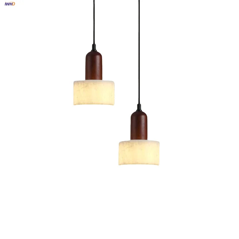 Afralia™ Wood LED Pendant Lamp: Adjustable, Modern, White Marble Hanging Lights