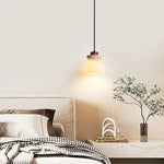 Afralia™ White Glass LED Pendant Lamp Yellow Travertine Nordic Modern Interior Lighting