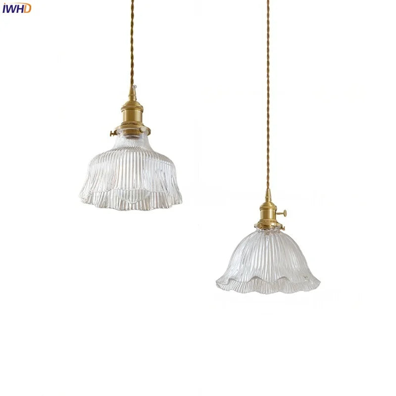 Clear Glass LED Pendant Light for Bedside Living Dining Decor