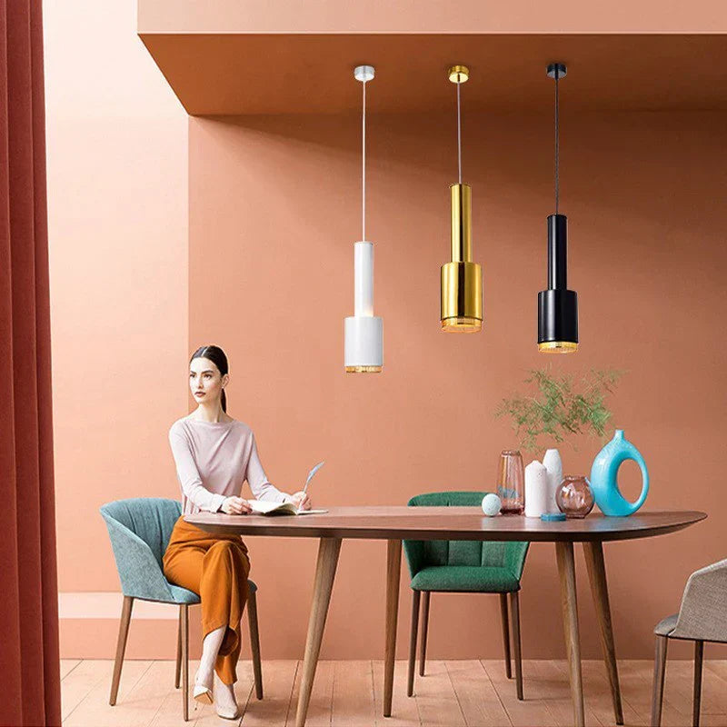 Metal LED Pendant Light for Bedroom Living Room, Black/White/Gold Hanging Lamp